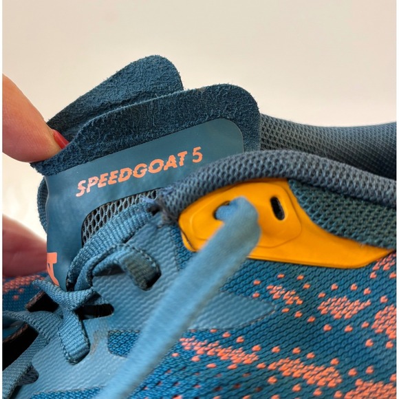 Hoka Speedgoat 5 Mens Size 9B Trail Running Shoes Teal Orange Vibram - Picture 3 of 11